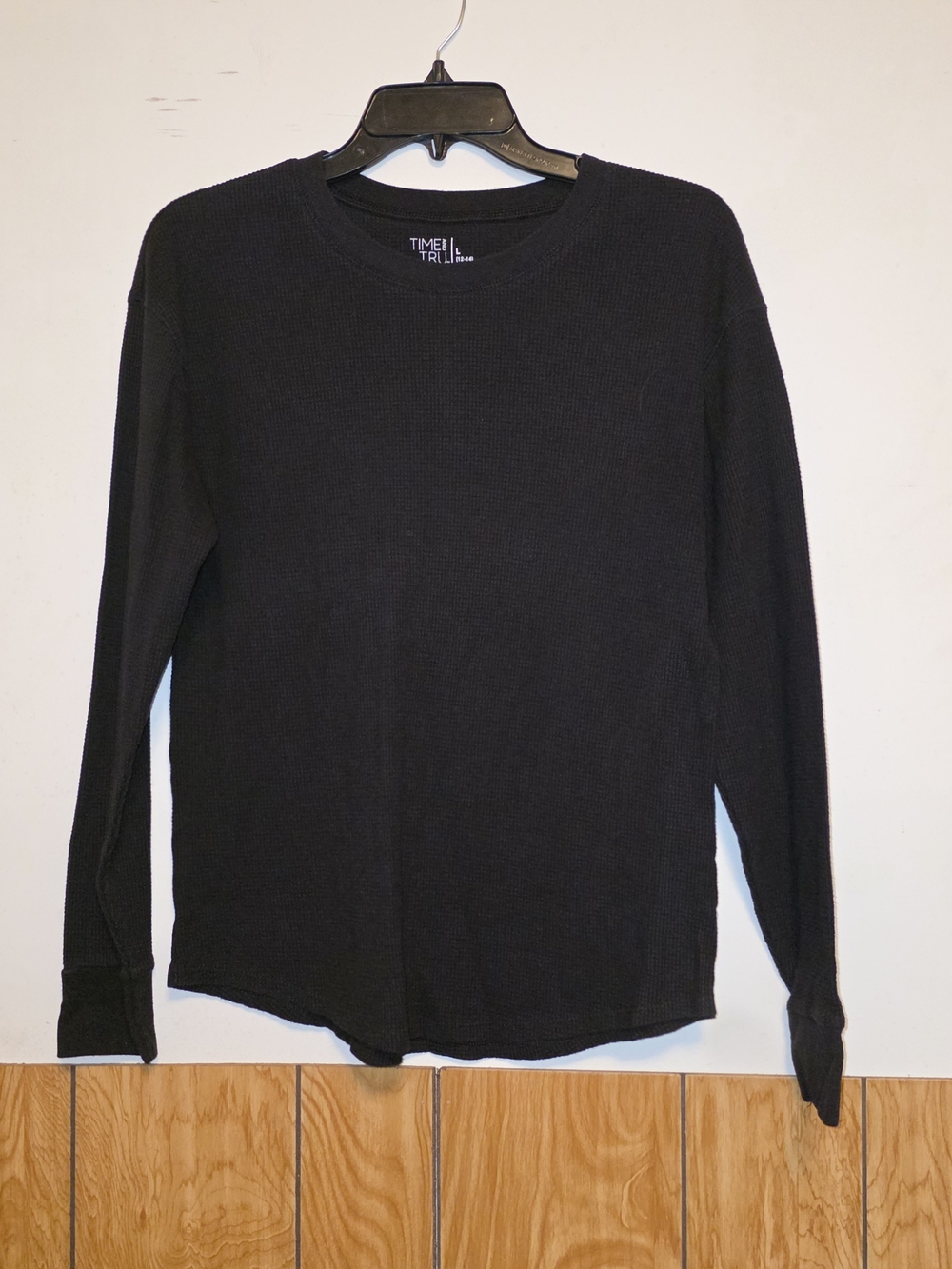 Time and Tru Black Long-Sleeve Thermal Tee